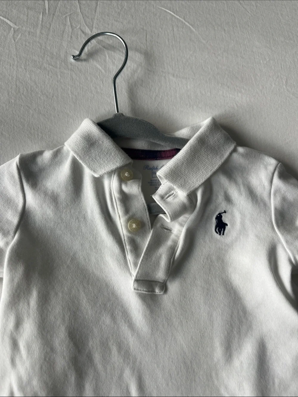 Ralph Lauren Baby Polo Bodysuit - White with Navy Pony